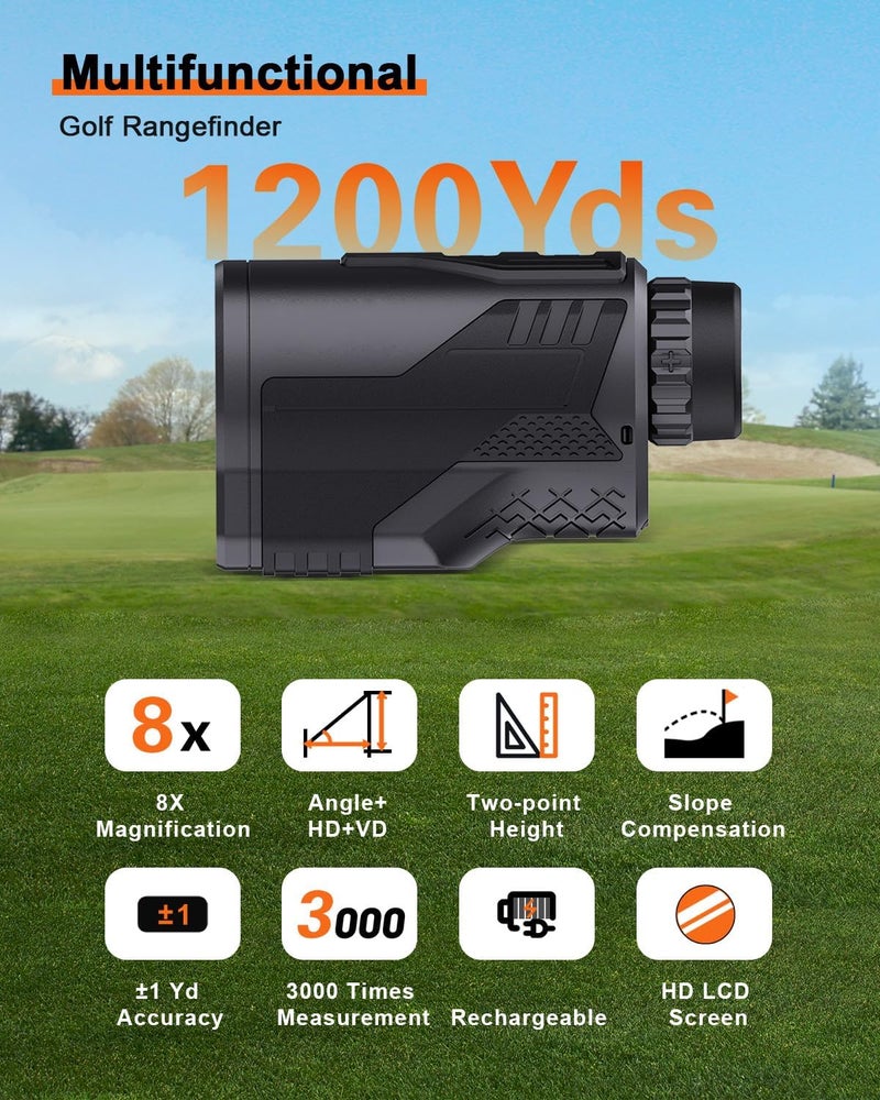 PEAKPULSE Hunting Range Finder for Hunter Golf Golfer HDLCD Display 1200Yds & 2200Yds 8X Magnification IP65 Rechargeable HCD Los Scan Angle Height Measurement Archery Shooting Bow - Image 2